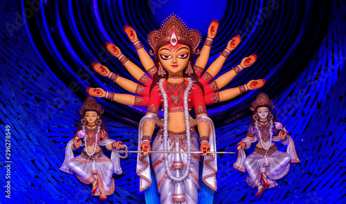 Non conventional Durga idol captured during durga Puja at Kolkata.