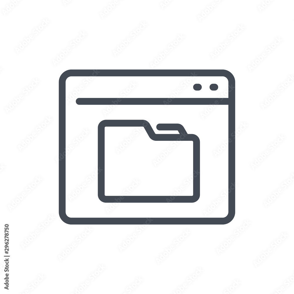 Online folder storage line icon. Website with folder files archive vector outline sign. Online folder storage line icon. Website with folder files archive vector outline sign.