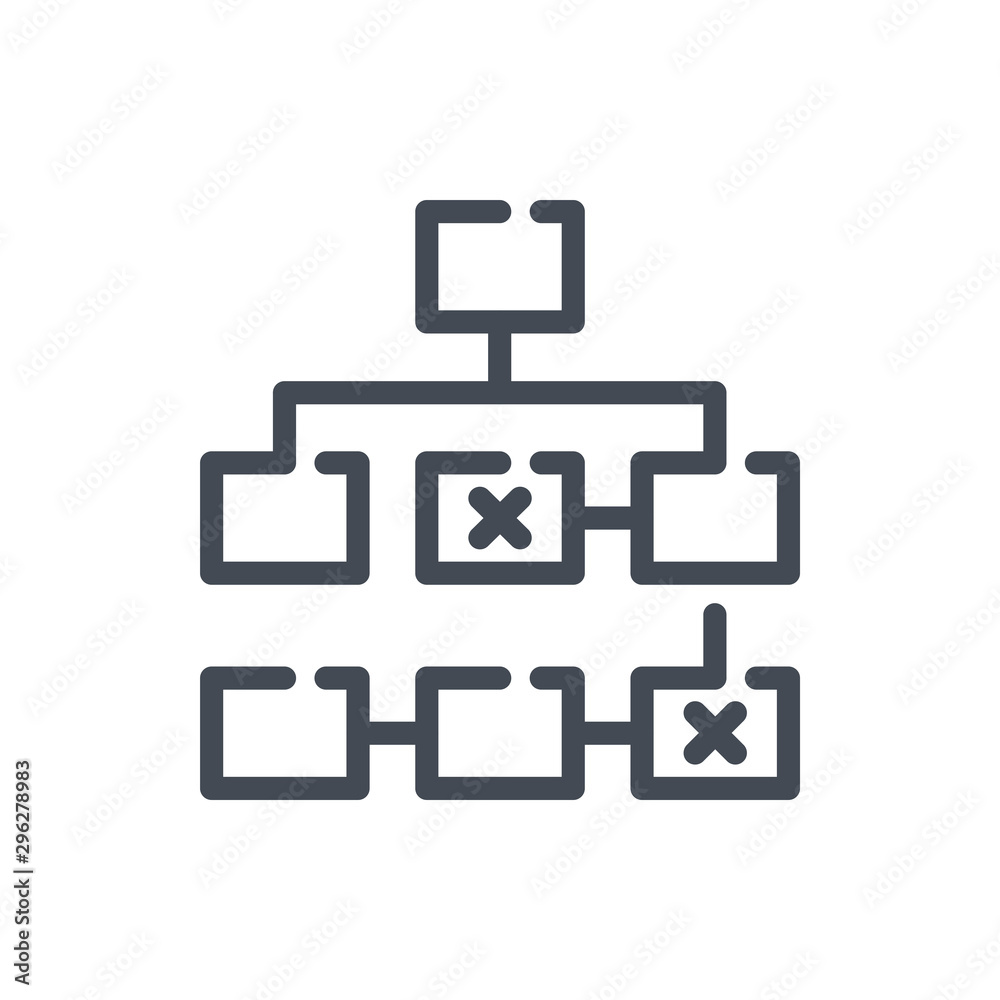 Tree structure line icon. Flowchart and algorithm vector outline sign.