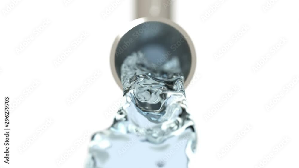 clean water flows out of the pipe