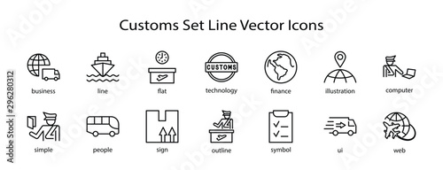 International Customs Day Set Line Vector Icons. Editable Stroke. 32x32 Pixel Perfect
