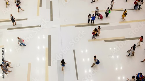 Crowd Of Anonymous Unrecognizable People Walking In Mall - time lapse 