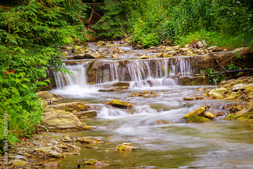Fototapeta Naklejka Na Ścianę i Meble -  Ukraine, Carpathians. The rapids of a mountain river, a tributary of the Black Cheremosh. Beautiful summer landscape.