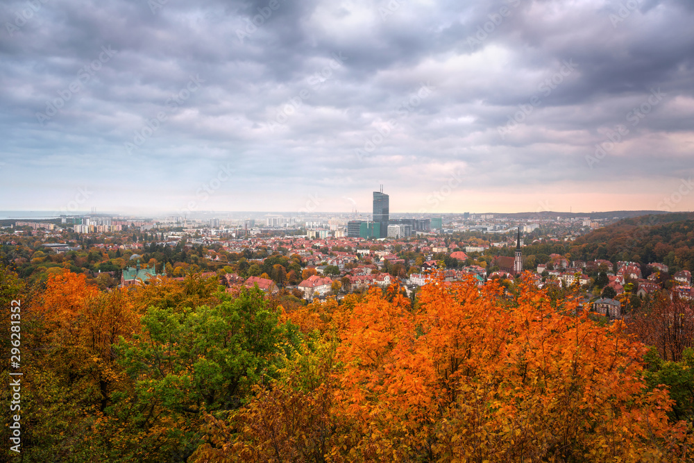 Cityscape of Gdansk Oliwa in autumnal scenery, Poland