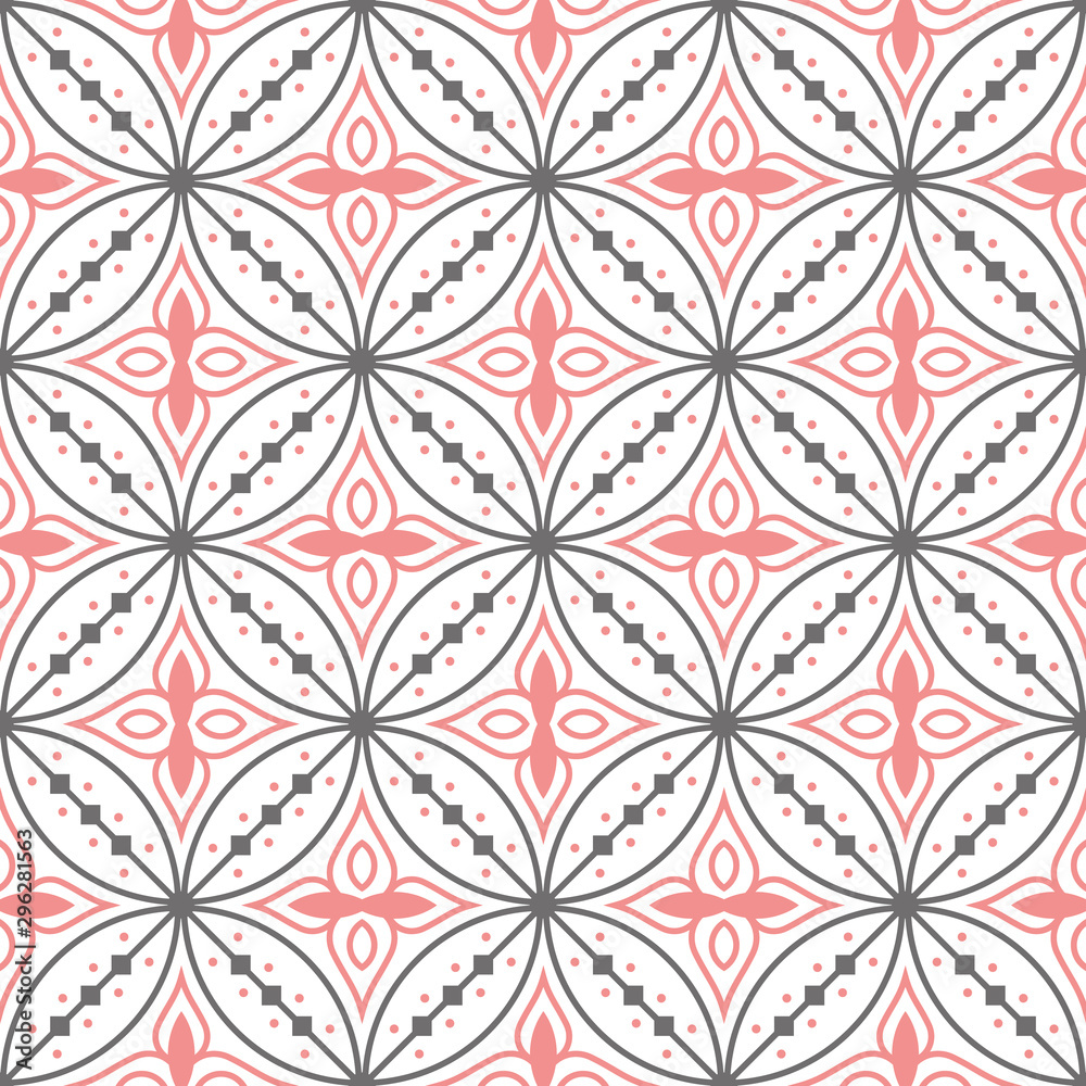 Moroccan decorative pattern for the background, tile and textiles. It is assembled from modular parts. Vector. Seamless.