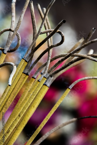 incense sticks burning at a Religious event in the city of Hanoi Vietnam