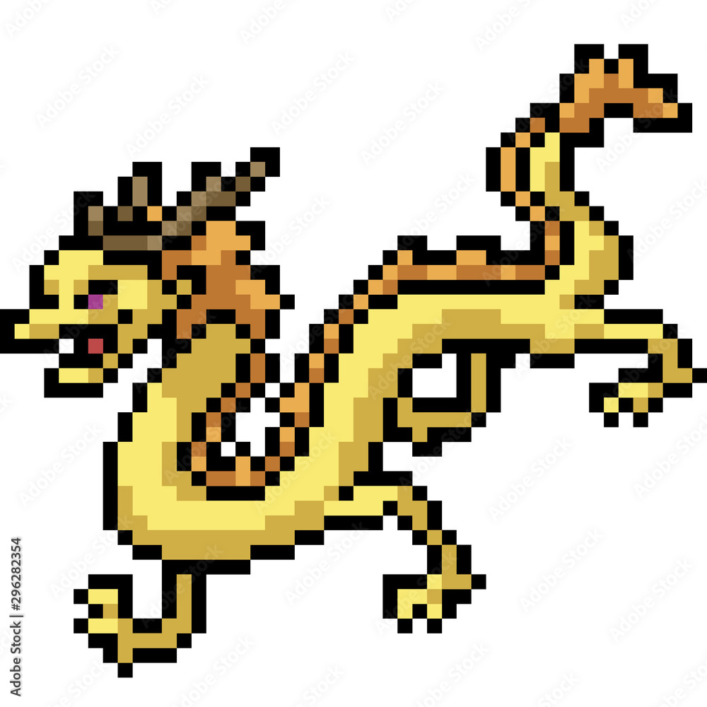 Obraz premium vector pixel art dragon