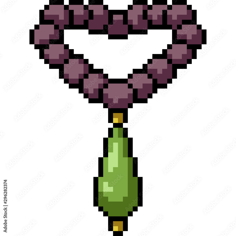 Naklejka premium vector pixel art necklace