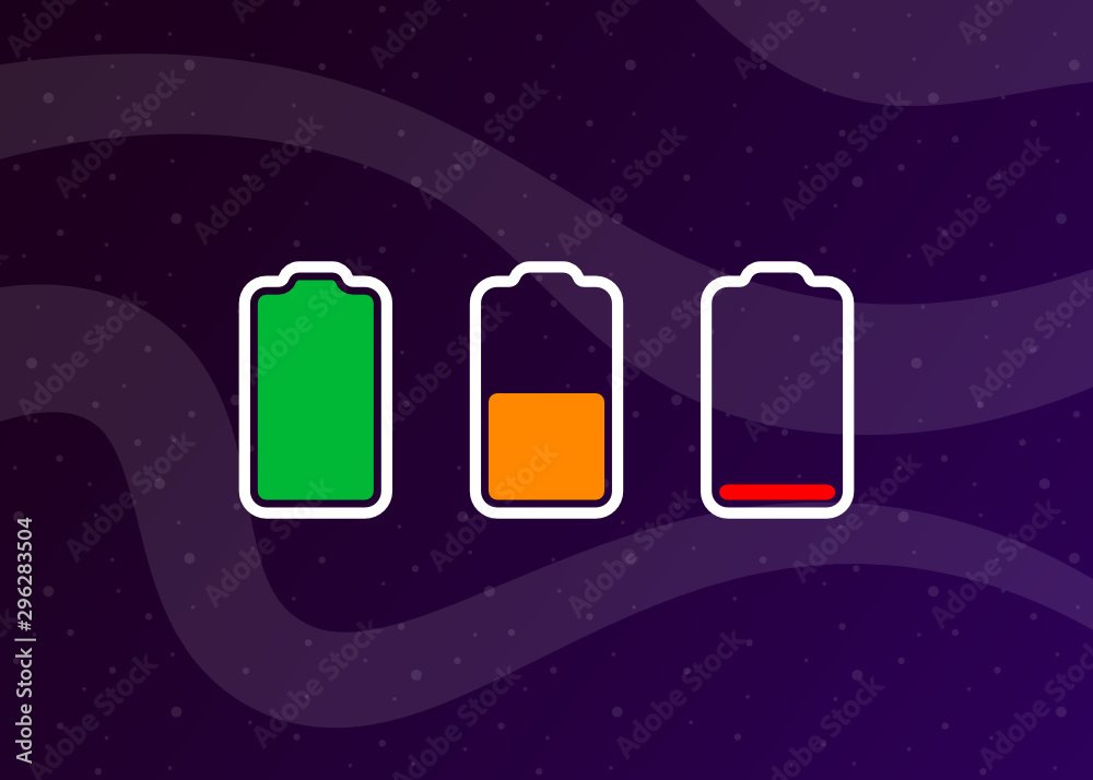Battery Full Low Empty Charging Smartphone Fully Charged Vector Illustration Battery Full Low Empty Charging Smartphone Fully Charged Vector Illustration