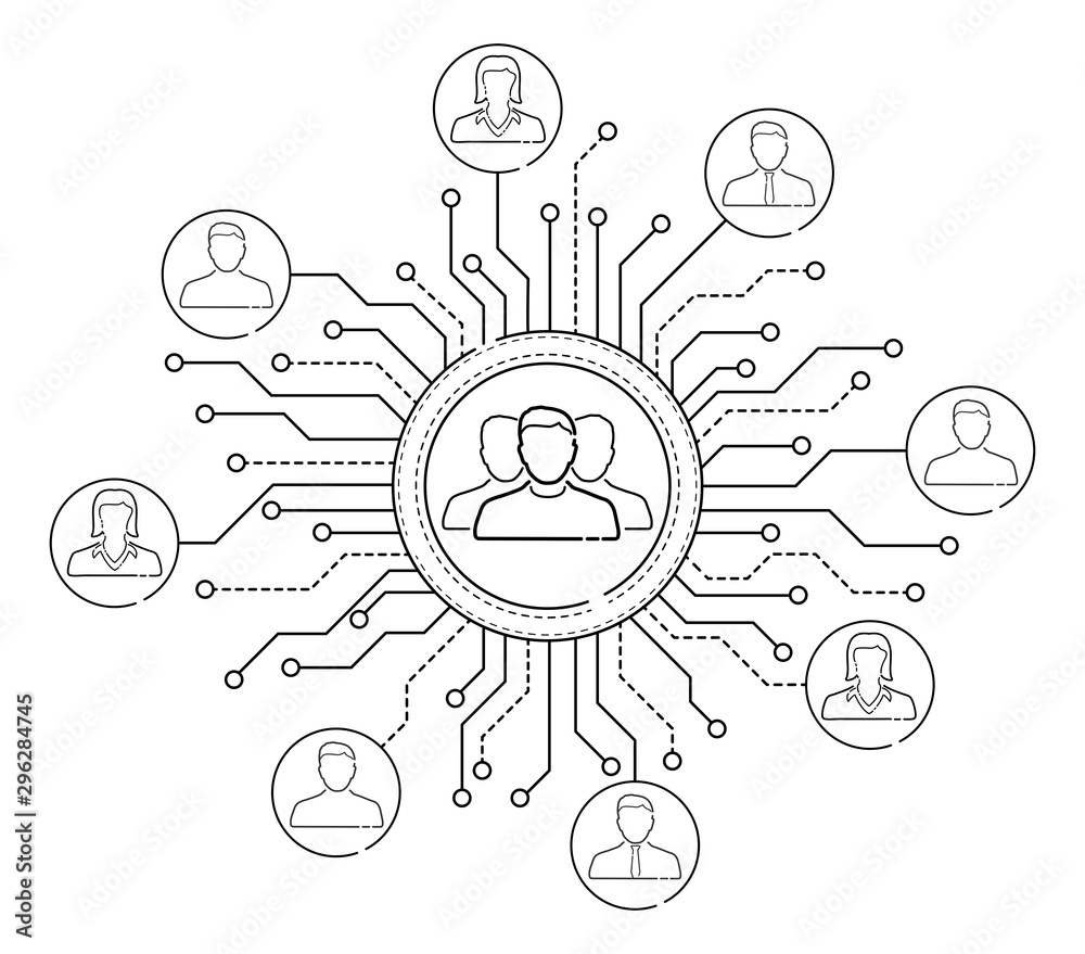 Obraz premium Thin line social network icons interface