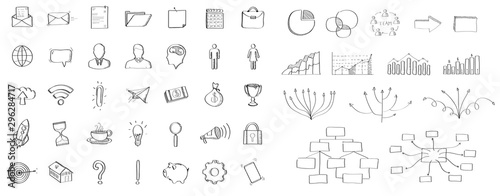 Black hand-drawn web icons collection