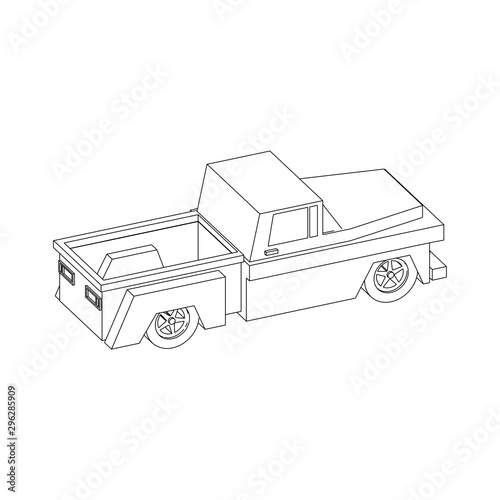 Line art illustration of classic truck vintage isolated on white