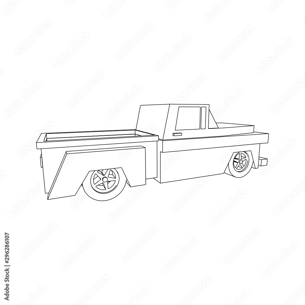 Line art illustration of classic truck vintage isolated on white Stock ...