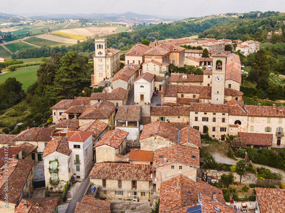Aerial view of Cella Monte Monferrato, unesco world heritage