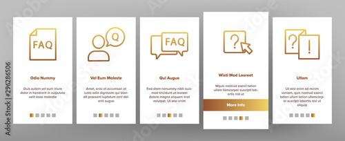 Faq Frequently Asked Questions Onboarding Mobile App Page Screen Vector Website And Word Faq In Quote Frame, Exclamation And Information Mark Concept Linear Pictograms. Contour Illustrations