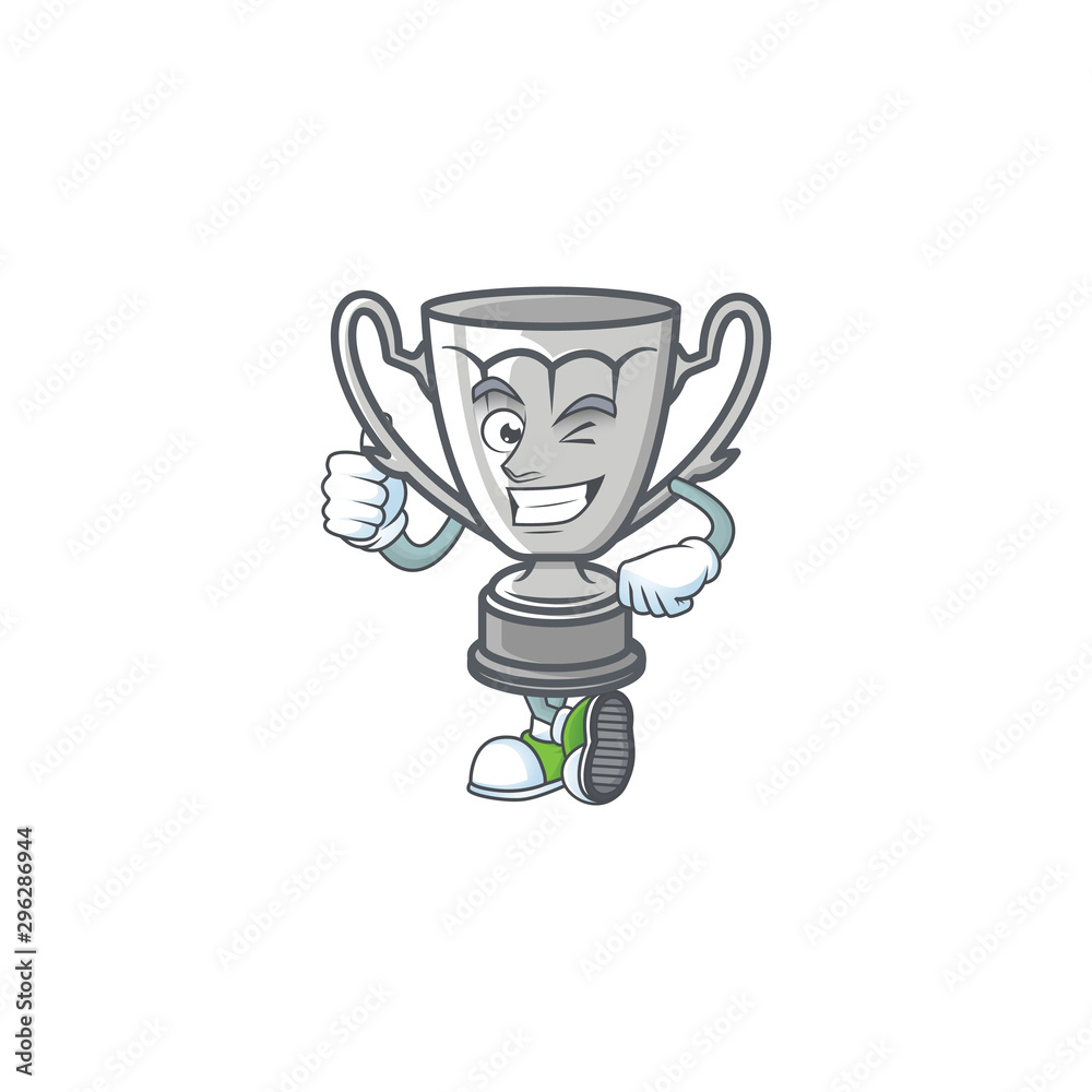 Thumbs up silver trophy with cartoon character shape. Stock Vector | Adobe Stock Thumbs up silver trophy with cartoon character shape. Stock Vector | Adobe Stock