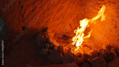 Campfire in cave