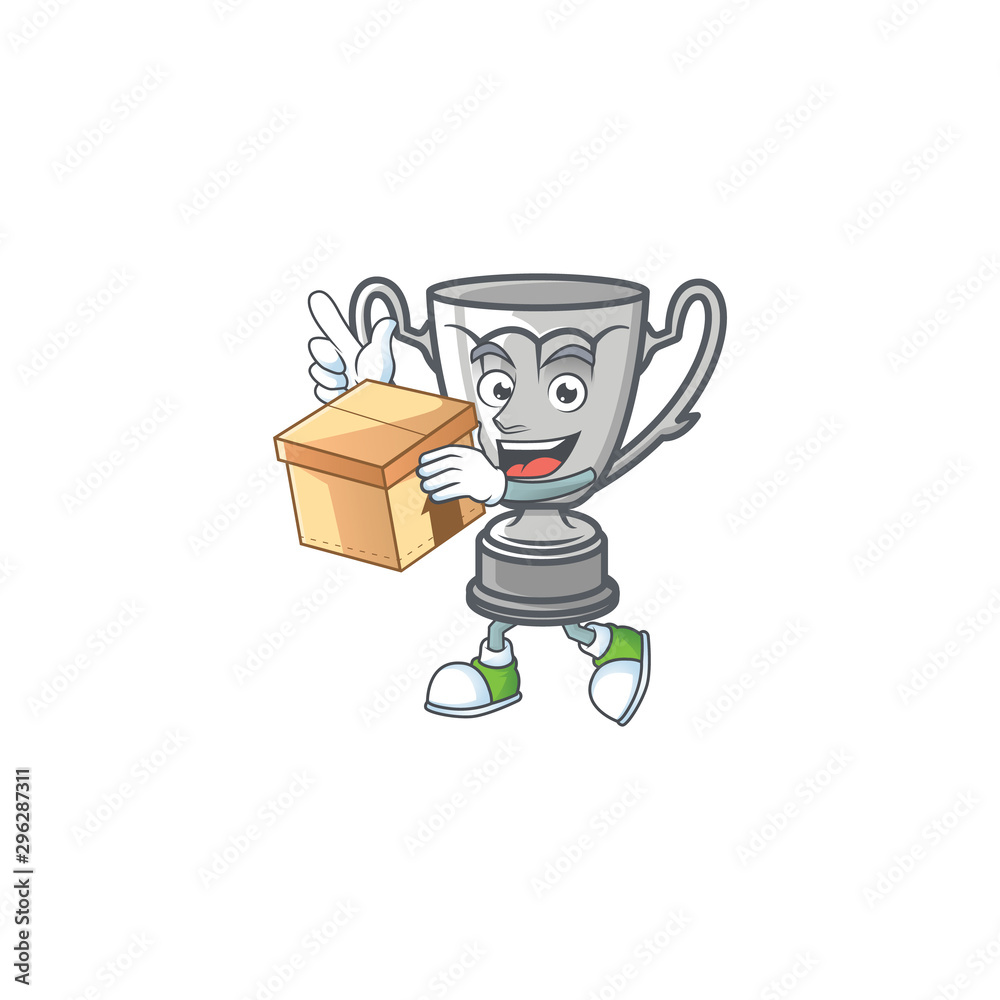With box silver trophy with cartoon character shape. Stock Vector | Adobe  Stock