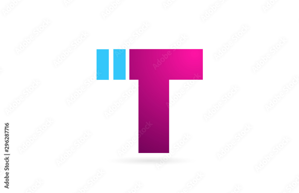 Fototapeta premium letter T logo alphabet for company logo icon design in pink blue color