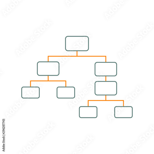 Icono plano lineal organigrama en gris y naranja