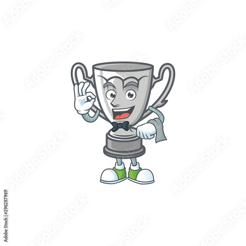 Waiter silver trophy isolated with the character.