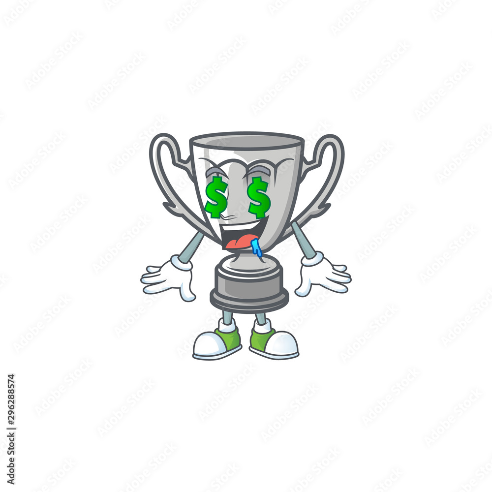 Money eye cartoon silver trophy on white background. Stock Vector | Adobe  Stock