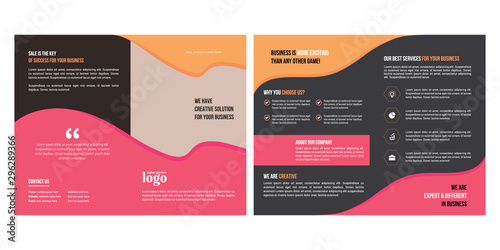 Bifold Business vector template. Brochure design, cover modern layout, annual report, poster, flyer in A4 with colorful shapes for tech, science, market with light background