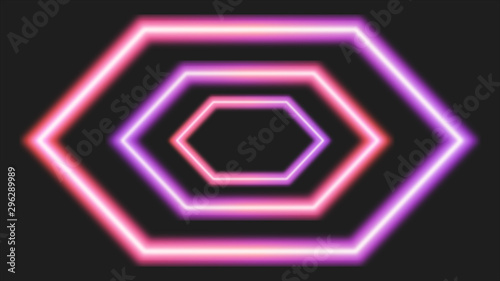 Neon background from red-violet hexagons for presentation