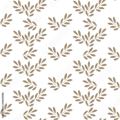 Seamless background  branches with leaves on white background. Vector illustration.