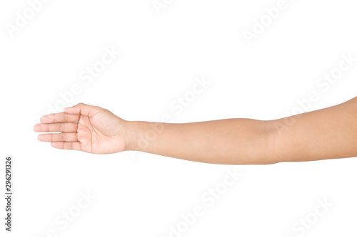 Female asian hand gestures isolated over the white background. © aekkorn