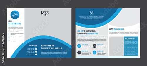 Bifold Business vector template. Brochure design, cover modern layout, annual report, poster, flyer in A4 with colorful shapes for tech, science, market with light background