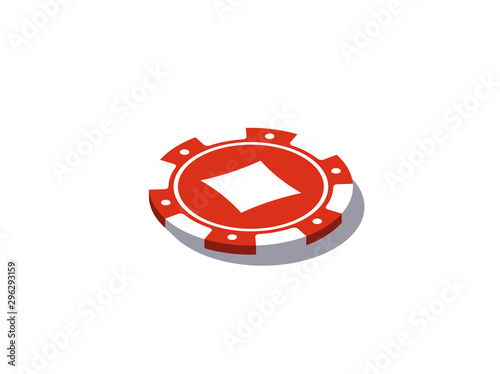 isometric illustration bet chips in Online casino mobile app. Banner with logo bet chips Online Casino isometric mobile app icon isolated on white background. Jackpot on the table icon isometry poster