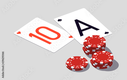 isometric illustration Blackjack in Online casino mobile app. Banner with Twenty-One Banner Online Casino isometric mobile app isolated on white background Blackjack Twenty-One Jackpot isometry poster