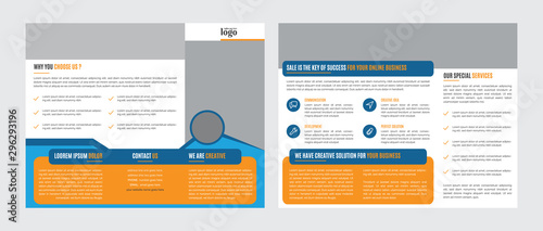 Trifold Business vector template. Brochure design, cover modern layout, annual report, poster, flyer in A4 with colorful shapes for tech, science, market with light background