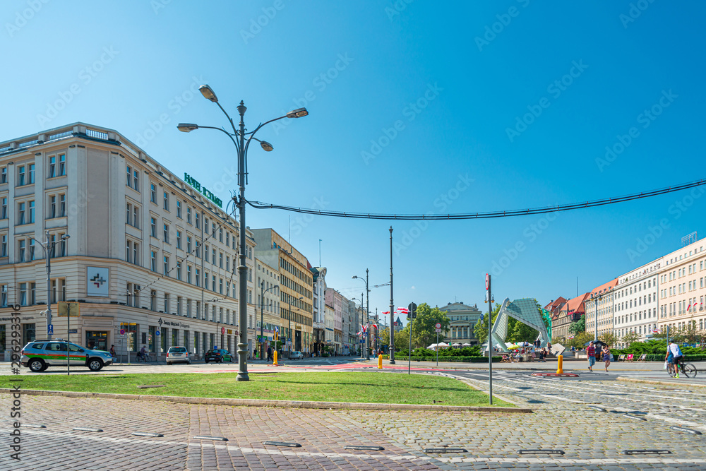 POZNAN, POLAND - September 2, 2019: Street view of Poznan city, Poland