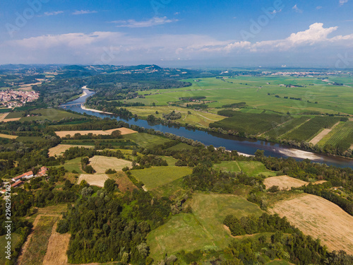 Aerial view of Pianura Padana from panoramic viewpoint of Coniolo Monferrato photo
