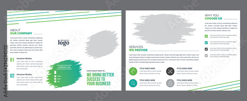 Trifold Business vector template. Brochure design, cover modern layout, annual report, poster, flyer in A4 with colorful shapes for tech, science, market with light background