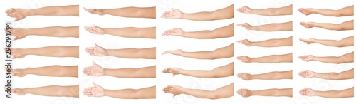 GROUP of Female asian hand gestures isolated over the white background. photo