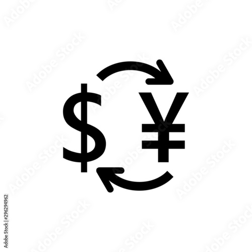 Exchange of yen and dollar. Business icon sign.