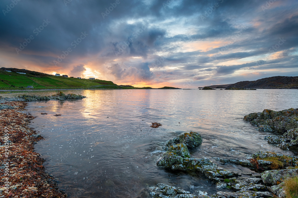 Fototapeta premium Sunset over Scourie Bay in the Highlands