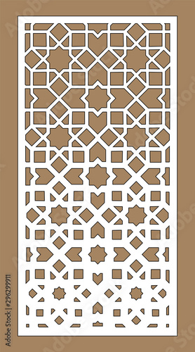 Cnc geometric template. Ratio 1:2. Laser pattern. Room partition screen and vector panel for laser cutting. Modern gradient design