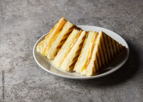Sandwich, Grilled ham with cheese sandwich on a plate