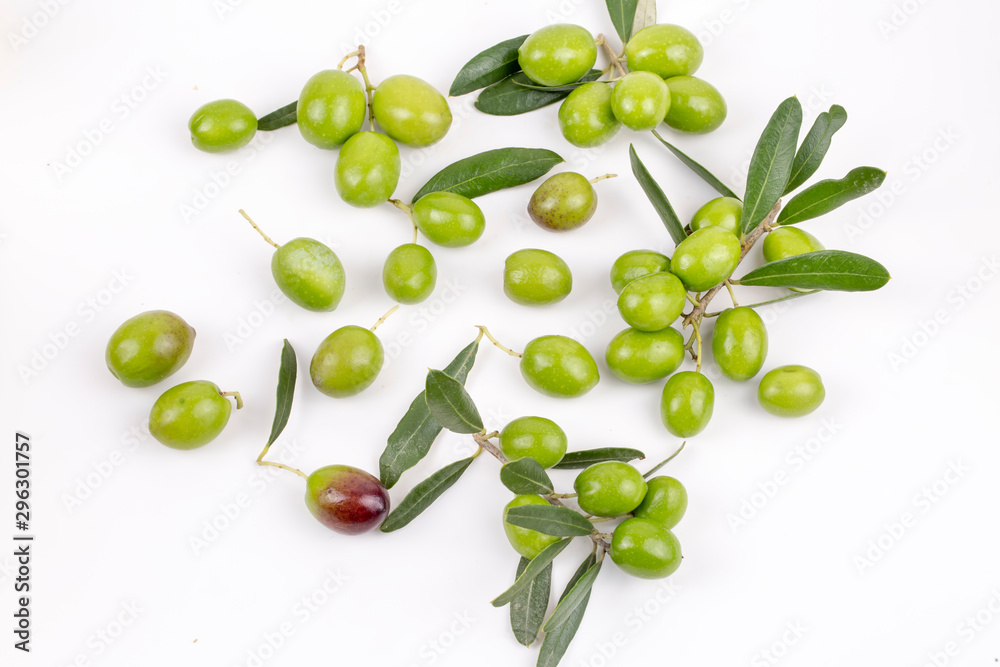 Green olive on the white background Green olive on the white background