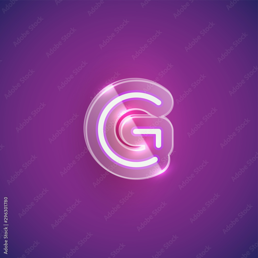 Realistic neon G character with plastic case around, vector illustration Realistic neon G character with plastic case around, vector illustration
