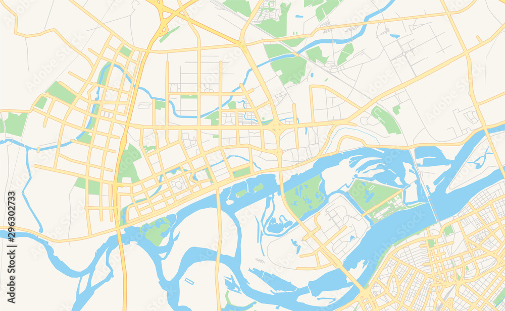 Printable street map of Harbin, China