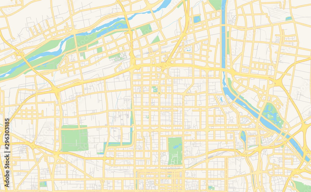Obraz premium Mapa ulic do wydrukowania w Xi An, Chiny