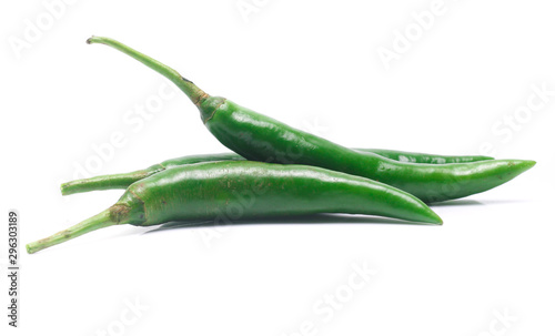 green chili pepper isolated on white background