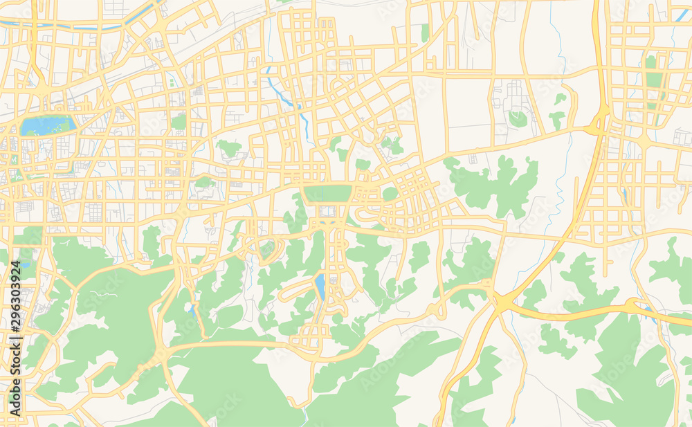 Printable street map of Jinan, China