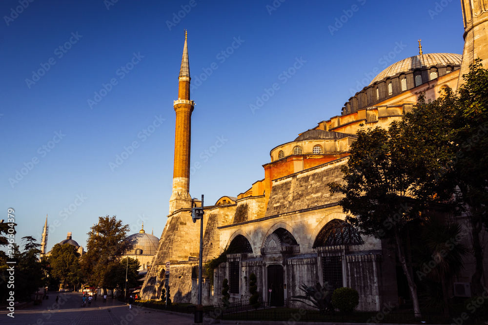 side view of the Hagia Sophia museum in Istanbul / Turkey, early in the morning
