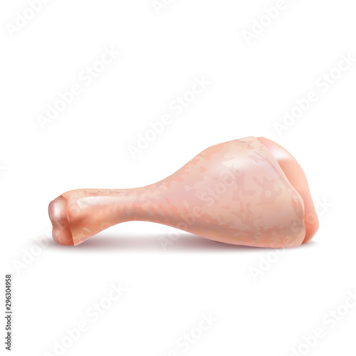 Isolated Chicken Leg on White Background in Realistic Style